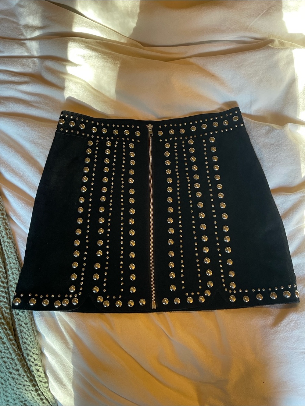 Free People Suede Studded Mini Skirt - Picture 2 of 4